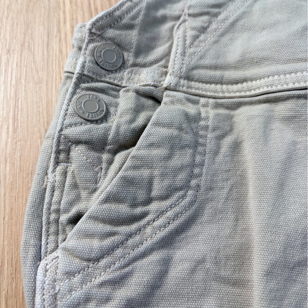 Zara Toddler Overalls 1.5-2 Years Neutral Khaki Dungarees - Picture 2 of 5